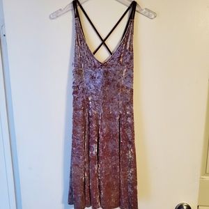 American Eagle Pink Crushed Velvet Dress w/Straps